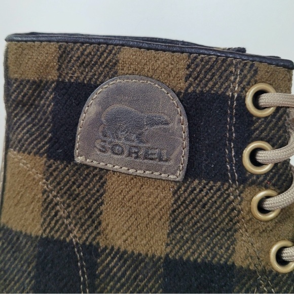 Sorel PDX Wedge Olive Green Buffalo Plaid Lace Up Boot - Picture 13 of 15